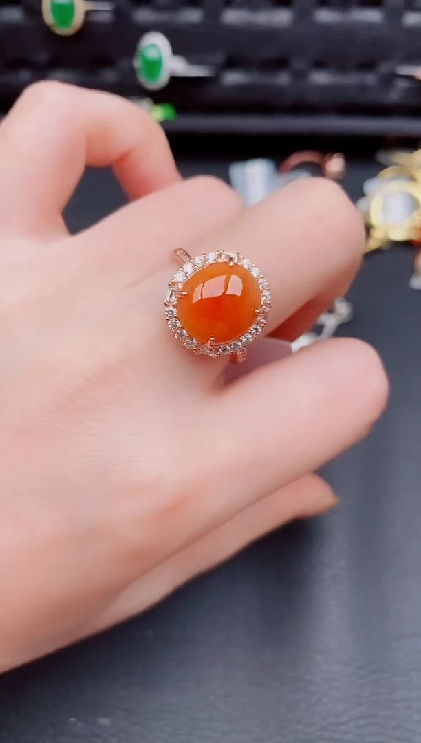 【闪购商品】翡翠戒指银S925镶嵌天然a货翡翠720