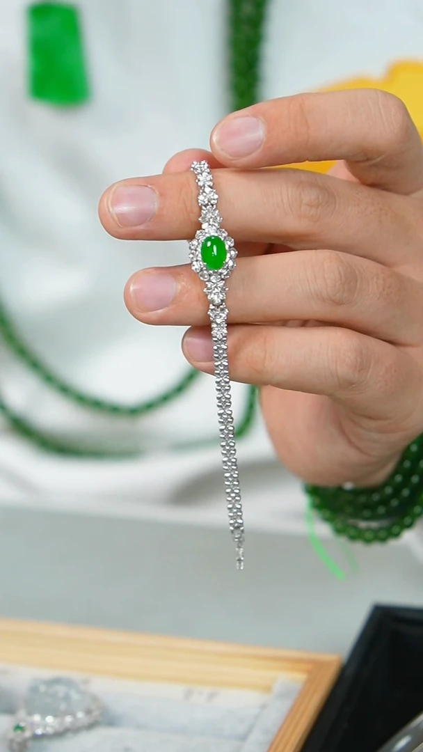 【闪购商品】翡翠手链18K金镶嵌63号-手链【一件三带】/G/3