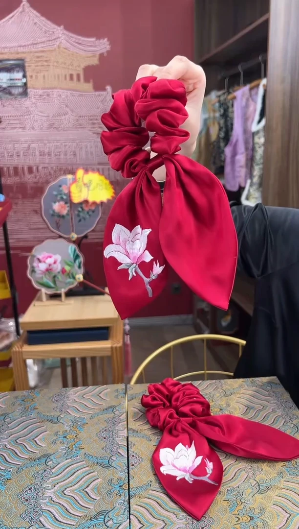 【闪购商品】刺绣苏绣桑蚕丝手工绣刺绣发圈