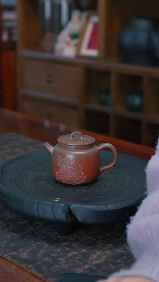 【闪购商品】一帆风顺锦鲤 听禅壶 窑变 110CC