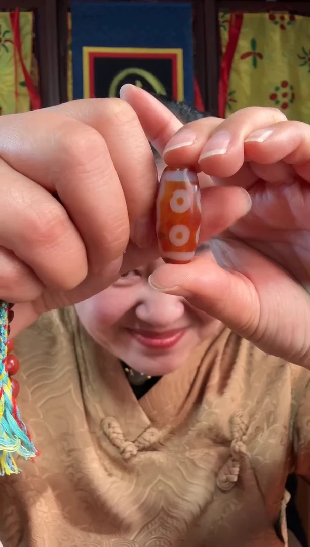 无非金属藏地红肉7眼古珠