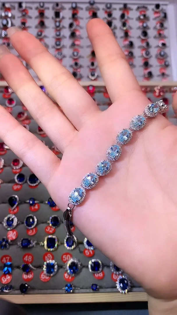 【闪购商品】海蓝宝石手链银S925镶嵌1111111