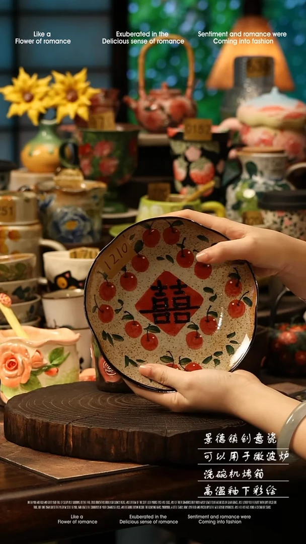 陶瓷景德镇高温釉下彩手工手绘款式@A1210@