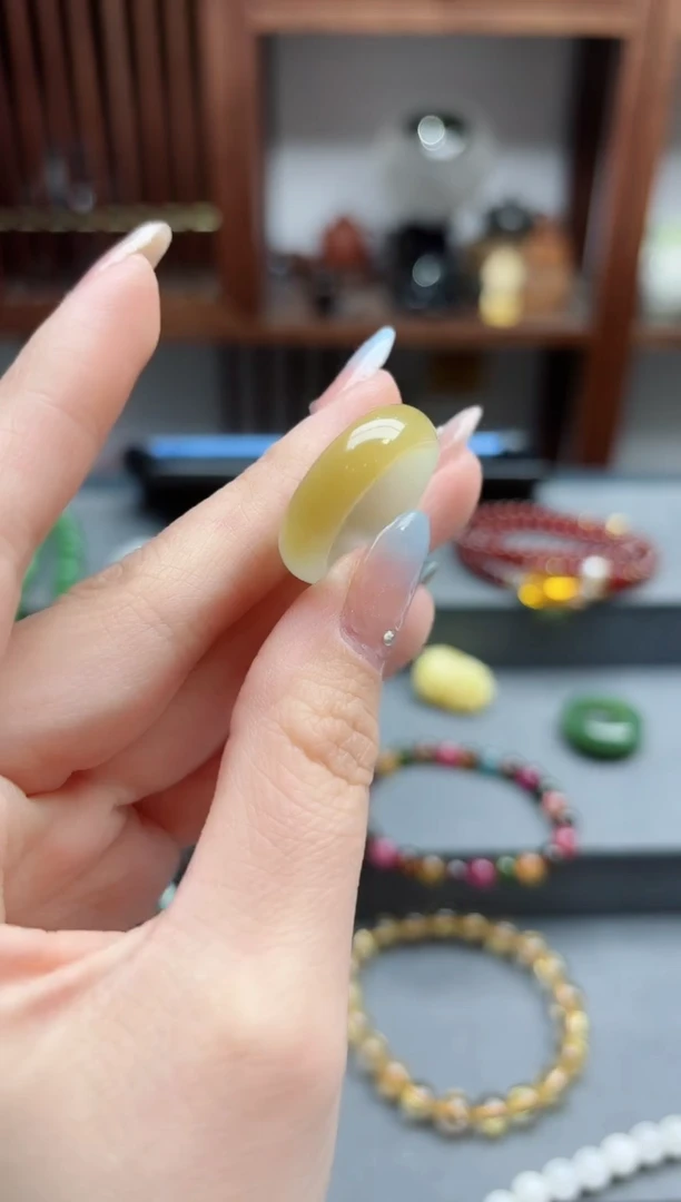 【闪购商品】和田玉指环未镶嵌糖白料指环17-18 BDD