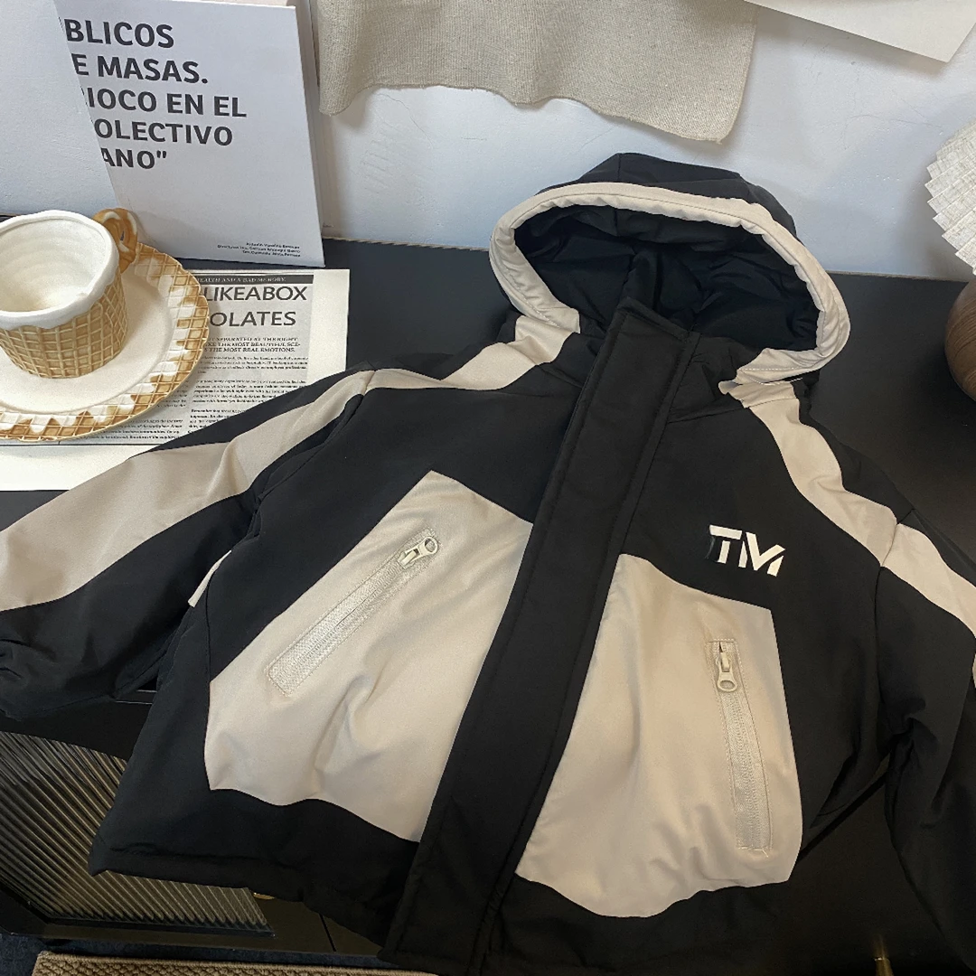 2163秋冬男女童时尚潮流百搭洋气连帽加棉冲锋衣