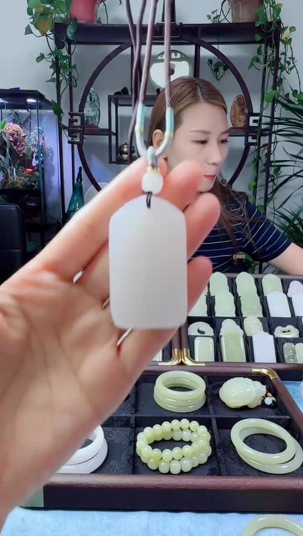玉卡35 羊脂白牌头无事牌配礼盒绳子