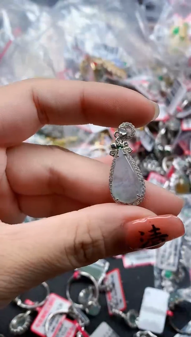 银S925镶嵌戒指翡翠天然A货缅甸翡翠