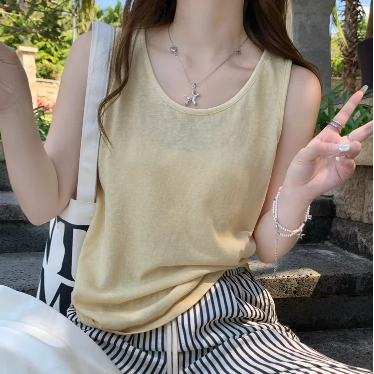 雪花棉吊带背心女夏外穿2025新款宽松遮肉打底内搭无袖t恤上衣