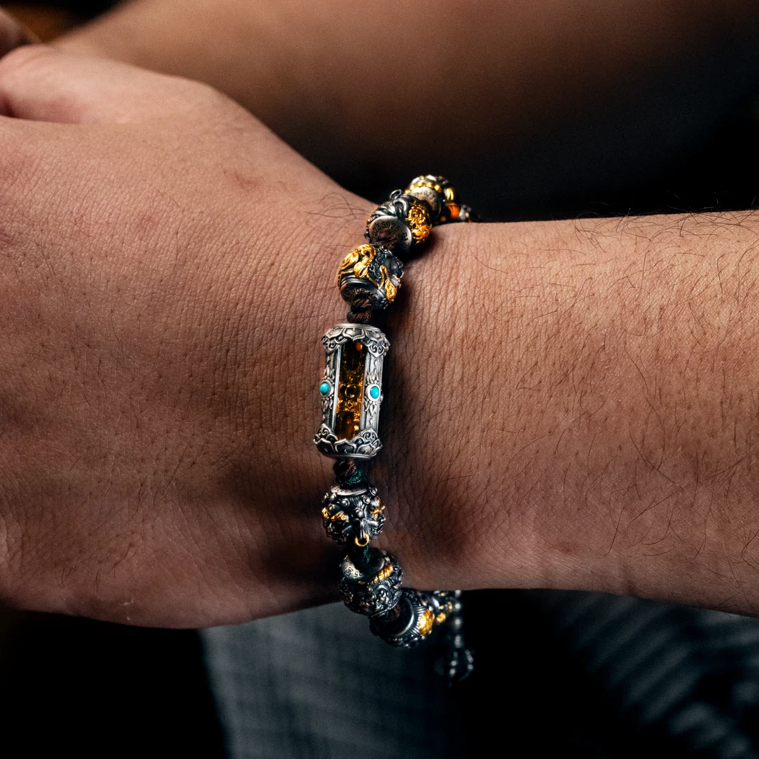 BENJIANG/本匠 925银手链 藏式配珠自搭手链藏传文玩手链手工编绳