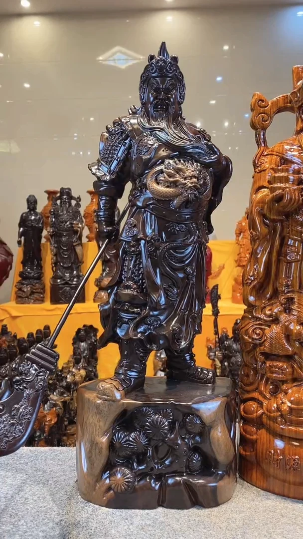 【闪购商品】风车木（黑檀木）木雕关公