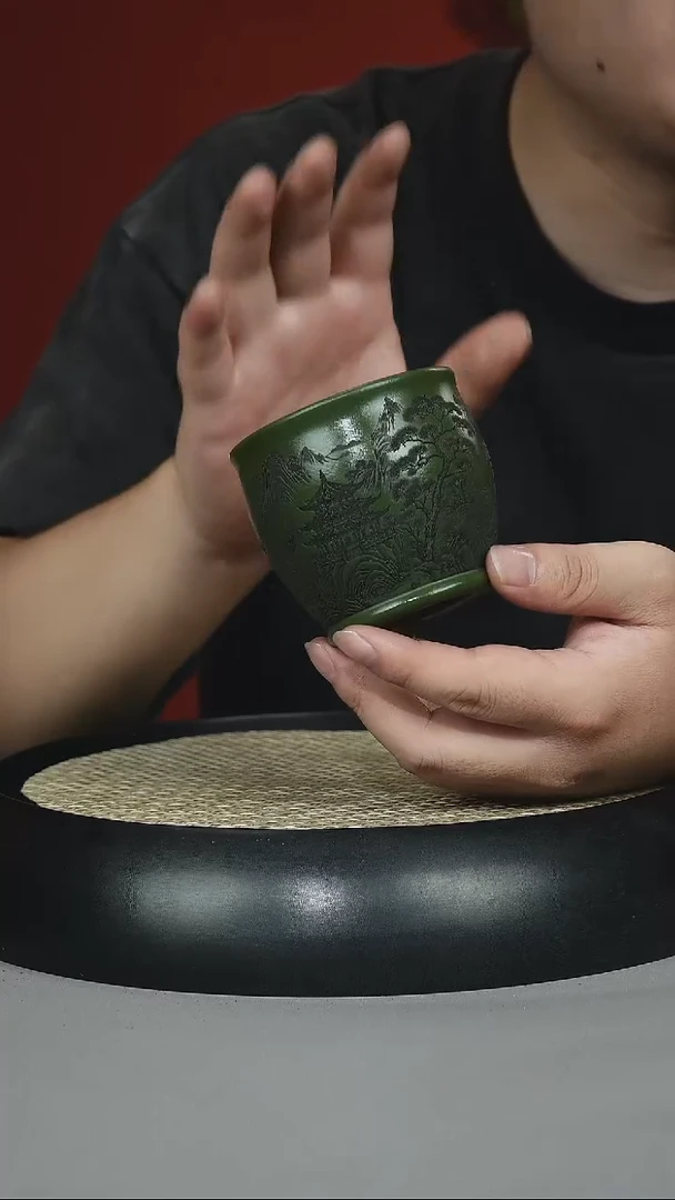 茶壶紫砂绿泥 八骏 主人杯