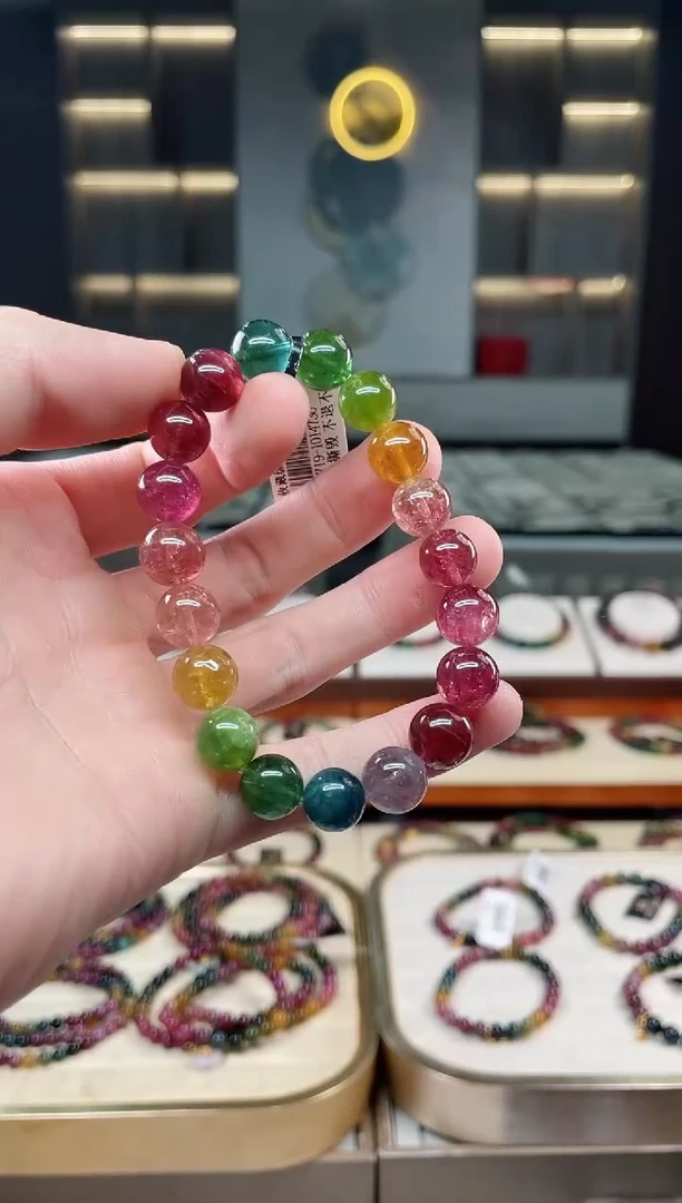 未镶嵌冰透体老矿碧玺色标单圈手串10mm+碧玺多样性发一条xion