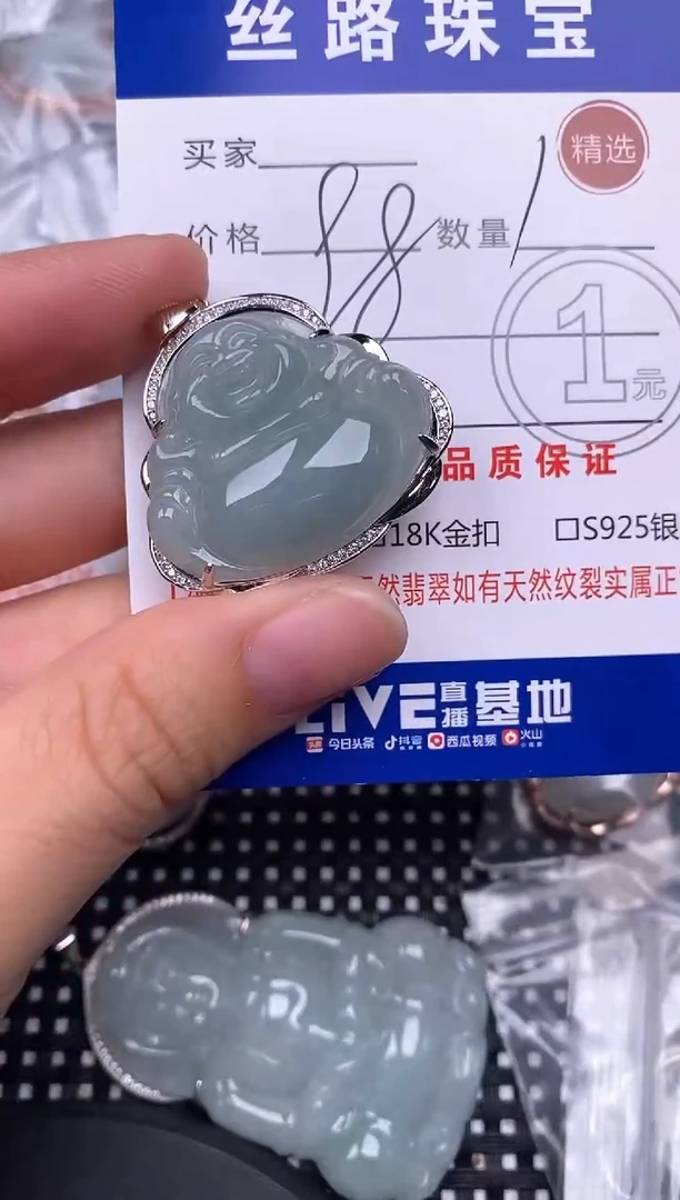 颈饰银S925镶嵌翡翠挂件