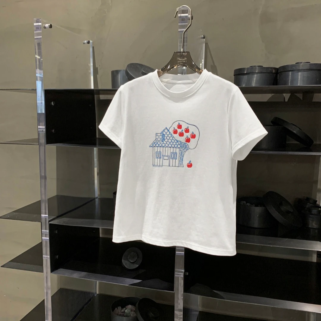 休闲卡通兔子苹果印花T恤短袖女 T8411