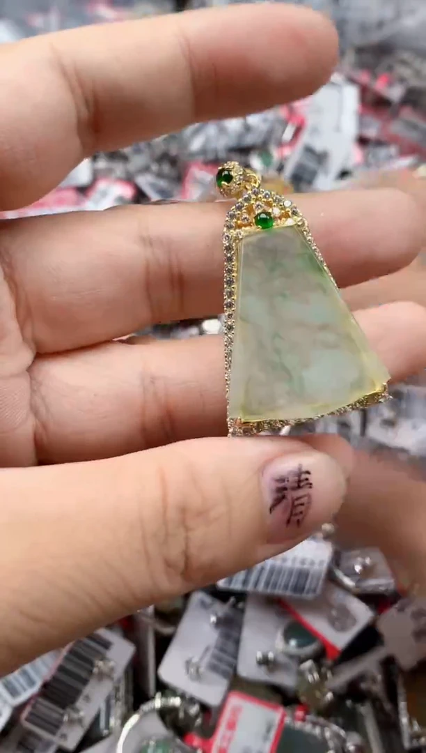 银S925镶嵌戒指翡翠天然A货缅甸翡翠