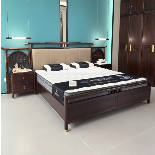 金媛新中式家具实木床黑檀木大床主卧官帽款别墅豪宅家具榫卯结构