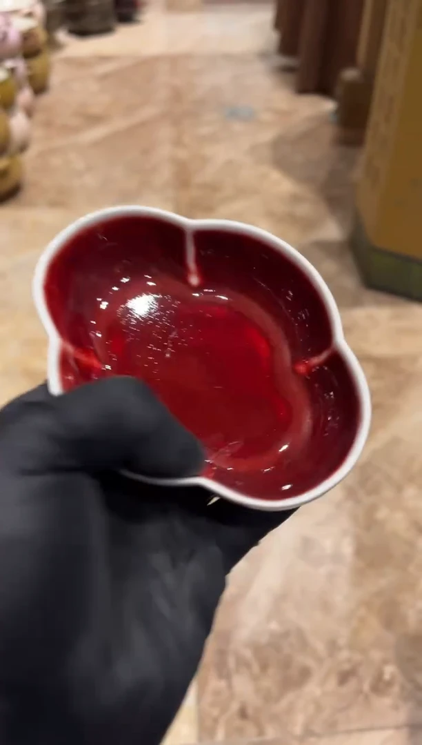 【闪购商品】瓷片217钧红海棠碟椭圆碟