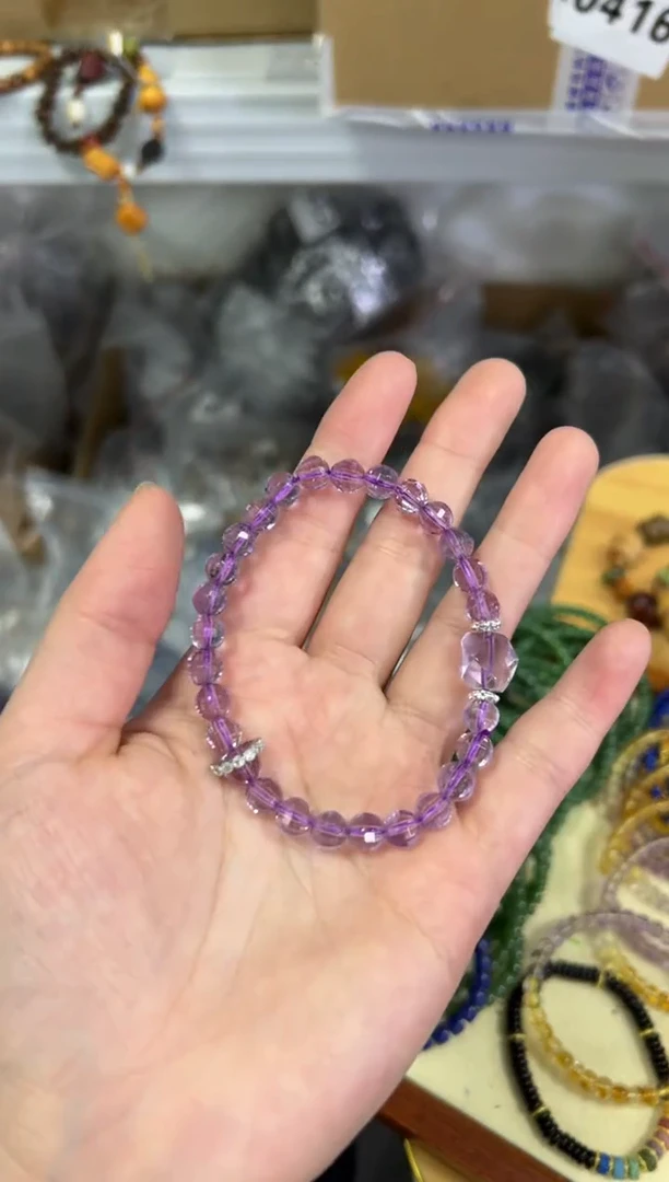 【闪购商品】水晶手链未镶嵌紫水晶切面珠手链[1056]