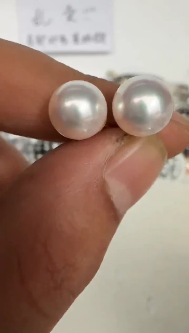 银S925镶嵌耳饰海水珍珠耳钉