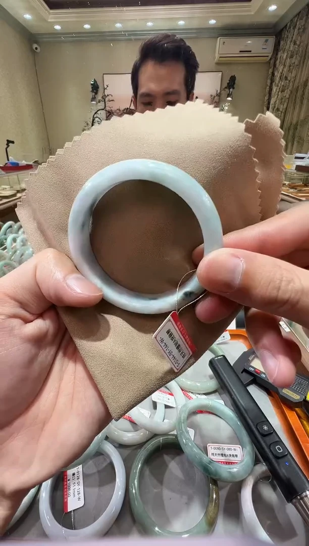 纯天然缅甸A货翡翠手镯52-53mm-纹-1-144号-福利镯