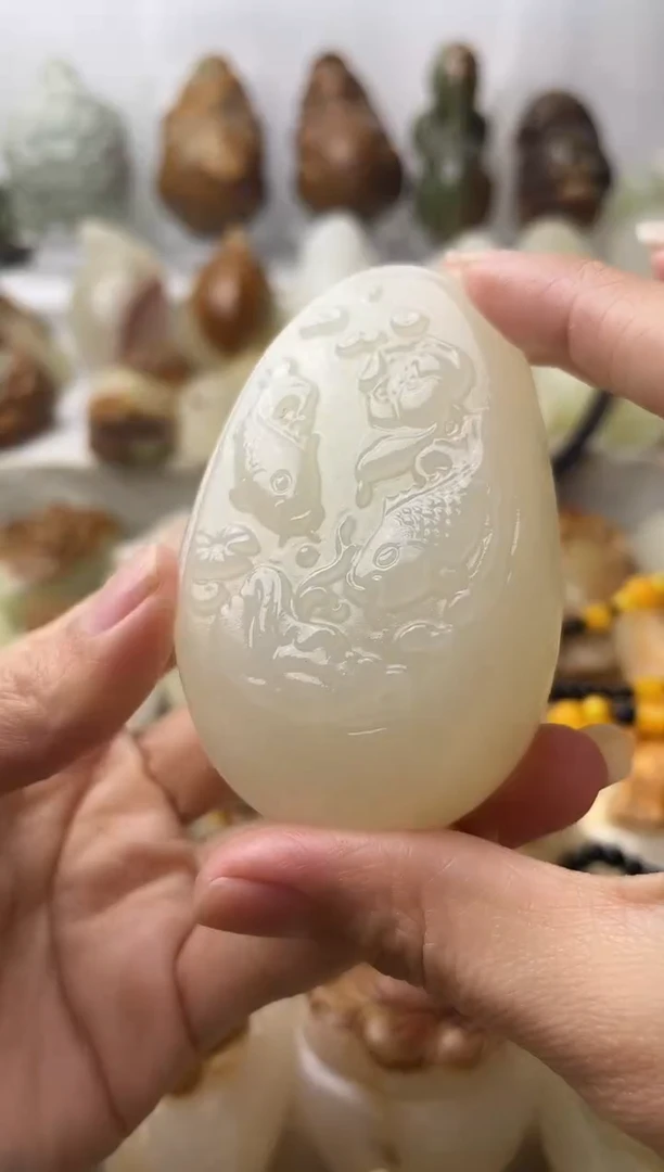 石材古青石棉纹正常不退换荷花鱼