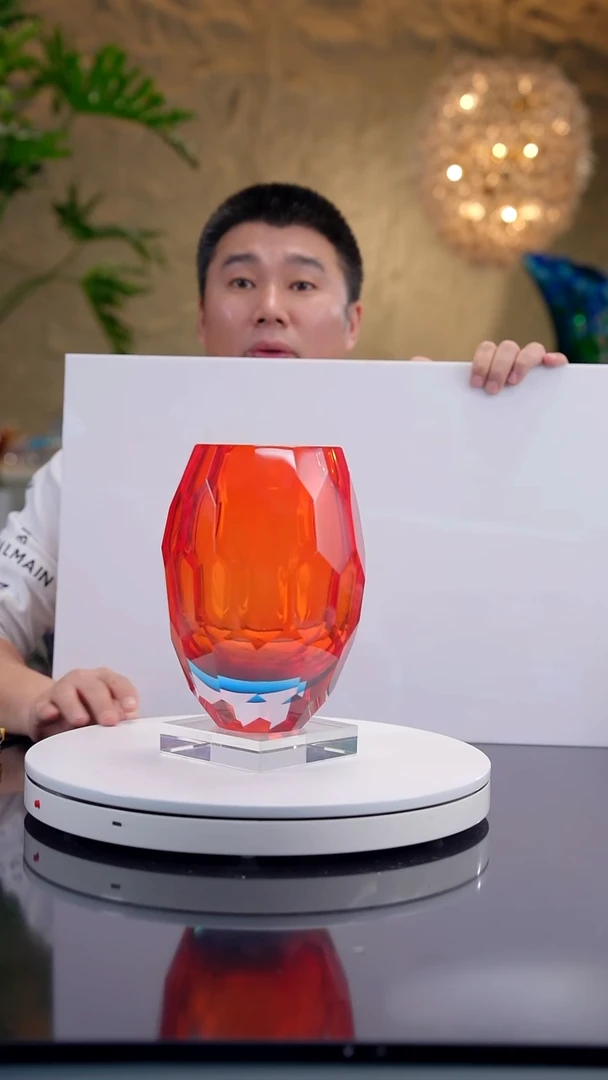 摆件设计款红蓝切面花器+底座