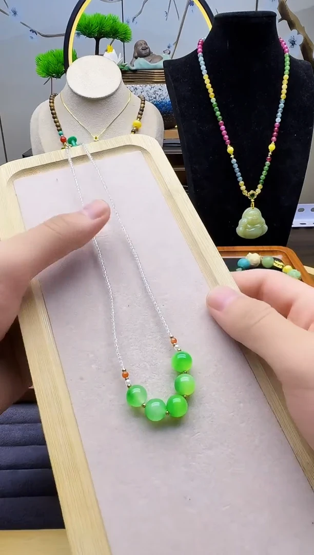 翡翠14K金镶嵌颈饰X73