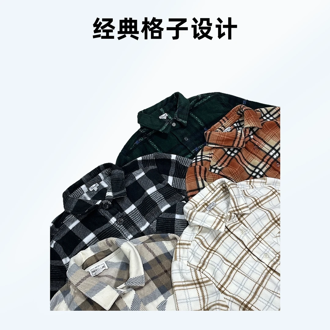 衬衫领休闲加绒格子春秋韩版街头