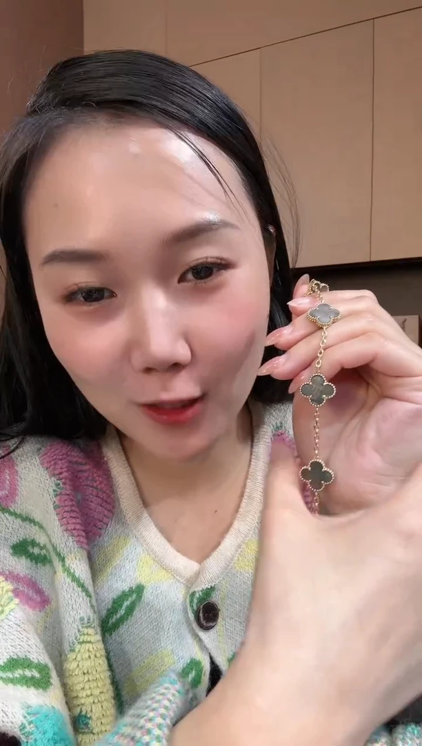 【闪购商品】贝壳（贝母）手链18K金镶嵌灰色k黄，五花手链GHJ