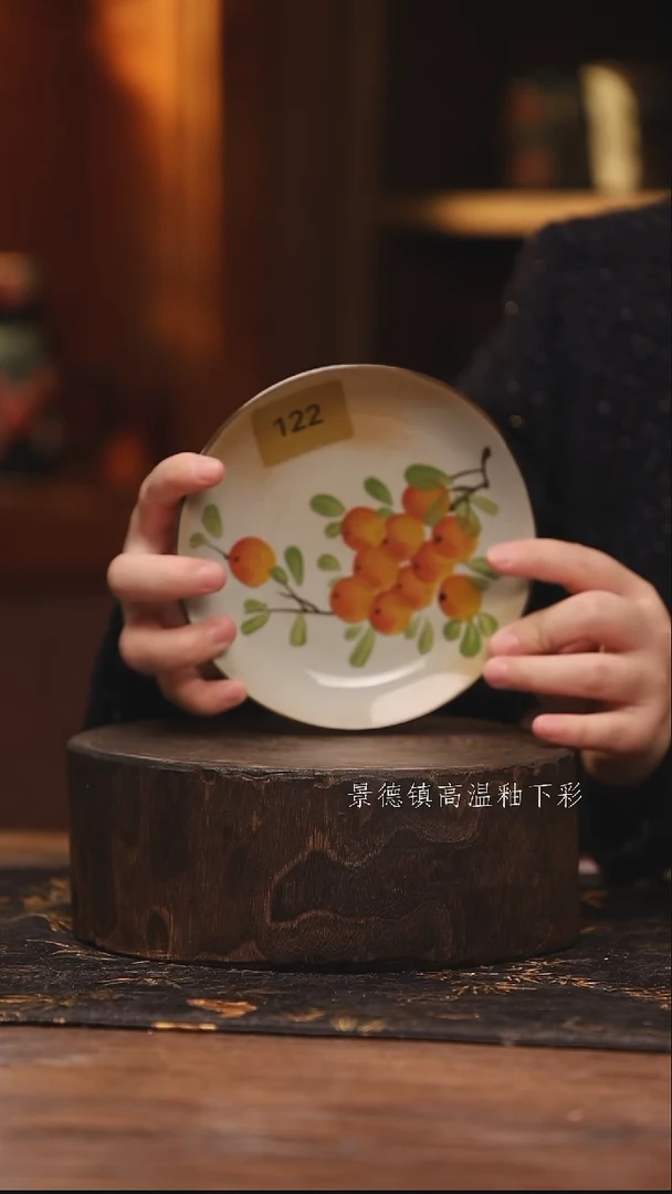 陶瓷景德镇高温釉下手绘陶瓷@L122@