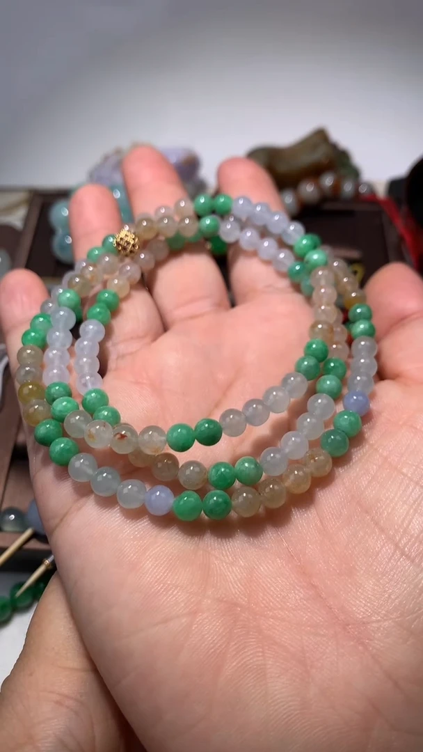 翡翠未镶嵌颈饰翡翠珠串