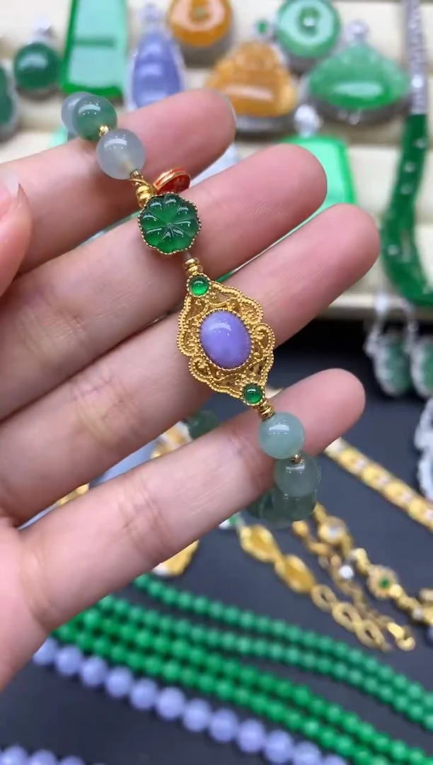 18K金镶嵌手链翡翠208-中国好珍宝