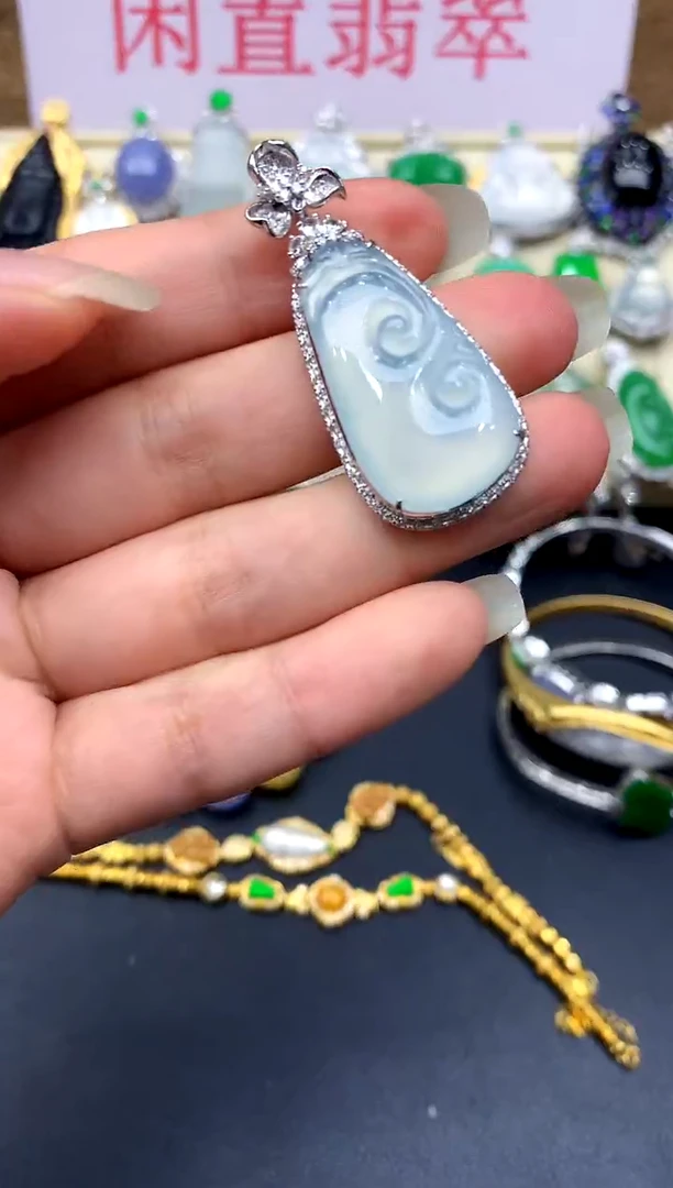 颈饰18K金镶嵌翡翠282-中国好珍宝