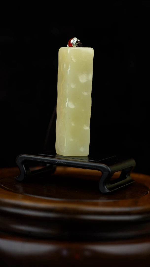 玉【奶酪】天然玉石锤纹手把件