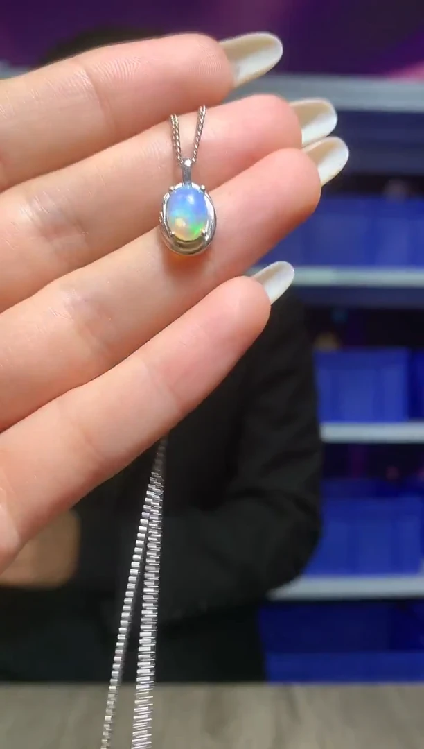 银S925镶嵌欧泊吊坠(赠链)【宝石世家严选】多样性发其一