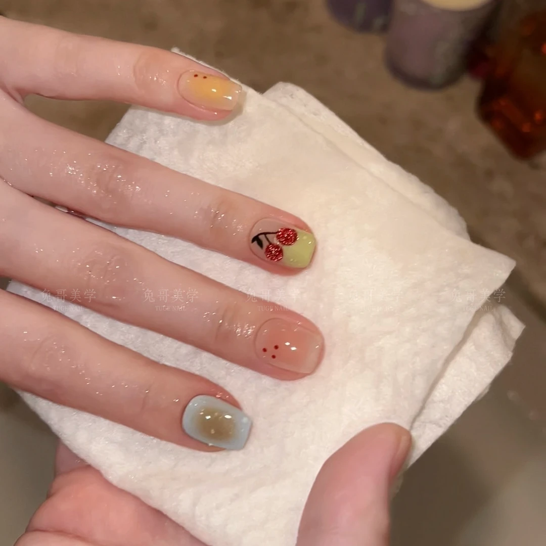 小樱桃【C上隆】高定夏日ins风显白蜜瓜涂鸦设计师穿戴甲ugeNail-XX