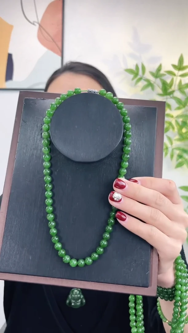 【闪购商品】和田玉（碧玉）项链未镶嵌碧玉妈妈链 8±mm 有黑点