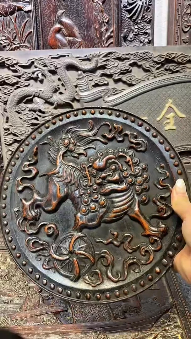 木紫檀木雕刻板一物一拍