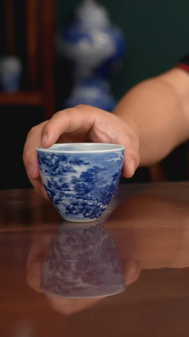 景琳藏青花北派山水