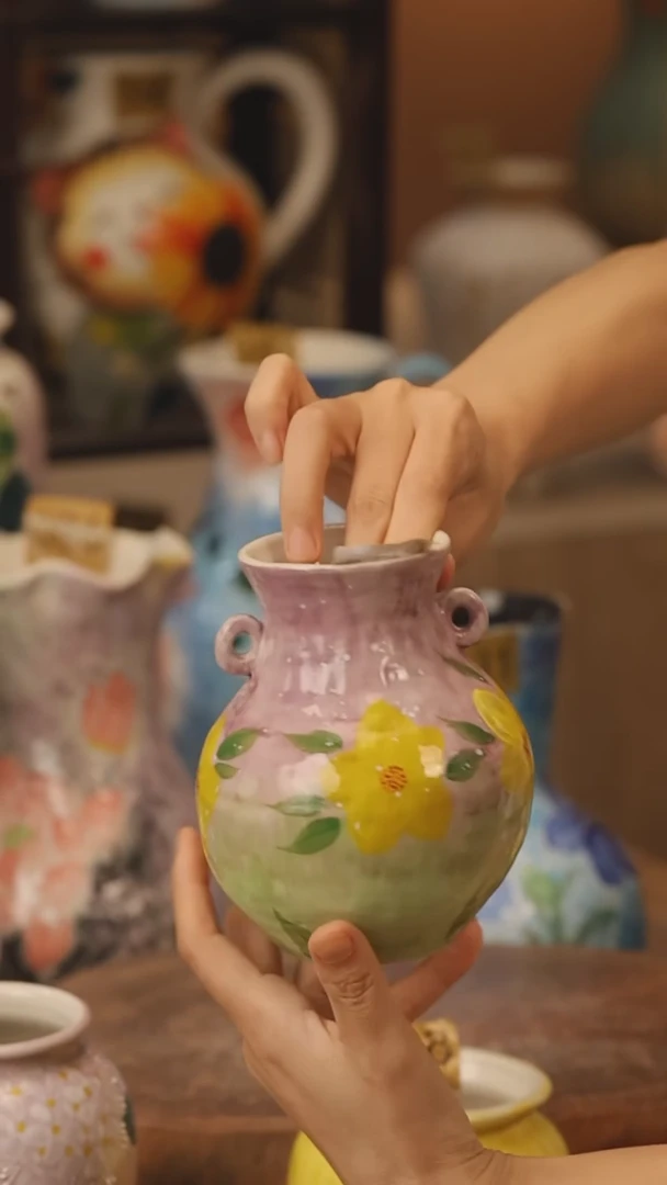 陶瓷081景德镇设计师手作花器摆件侘寂风