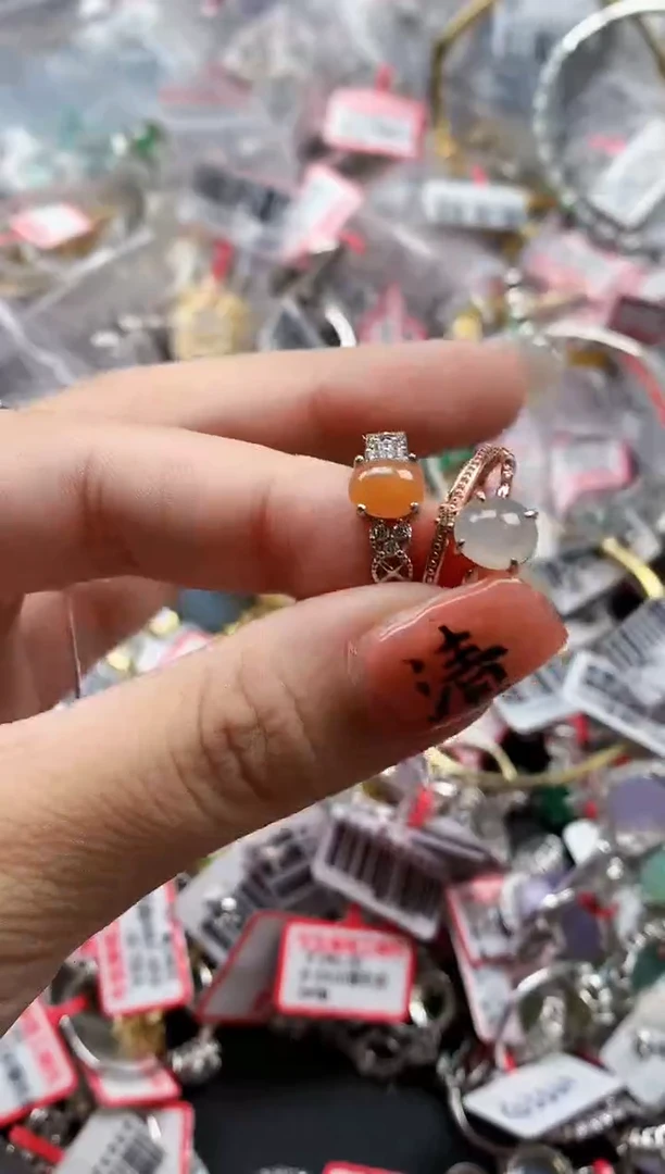 银S925镶嵌戒指翡翠天然A货缅甸翡翠