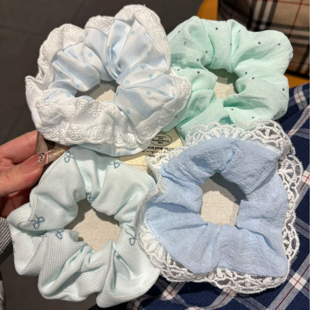 小清新蝴蝶结大肠发圈女蕾丝花边扎头马尾发绳少女高颜值头绳头饰