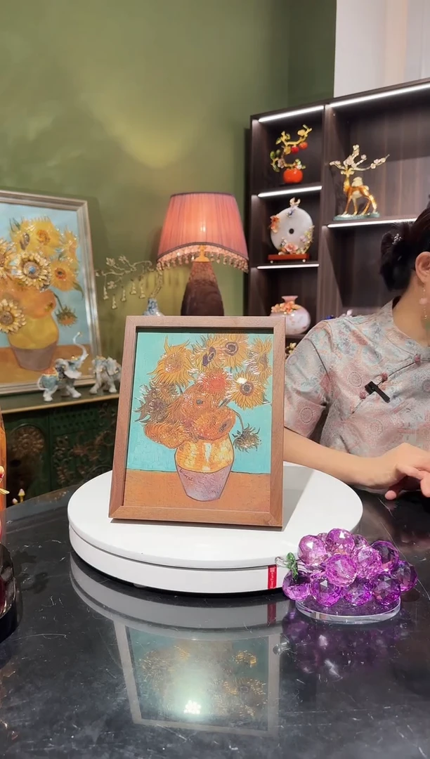 铜雕画，向日葵铜版画