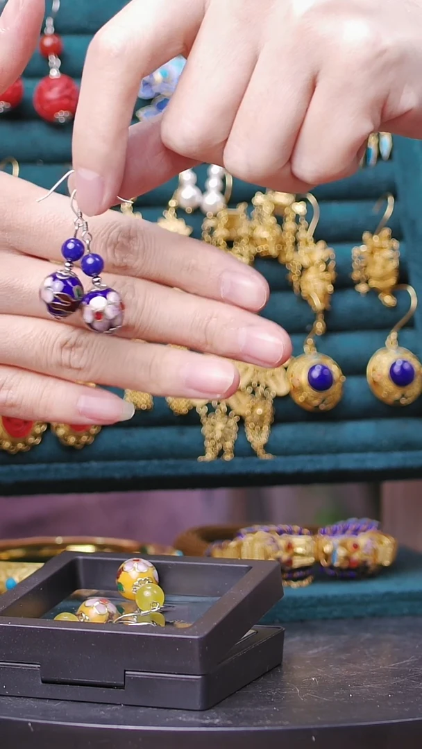 【闪购商品】非遗技艺 景泰蓝耳坠宝蓝