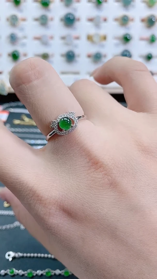 银S925镶嵌戒指翡翠天然翡翠