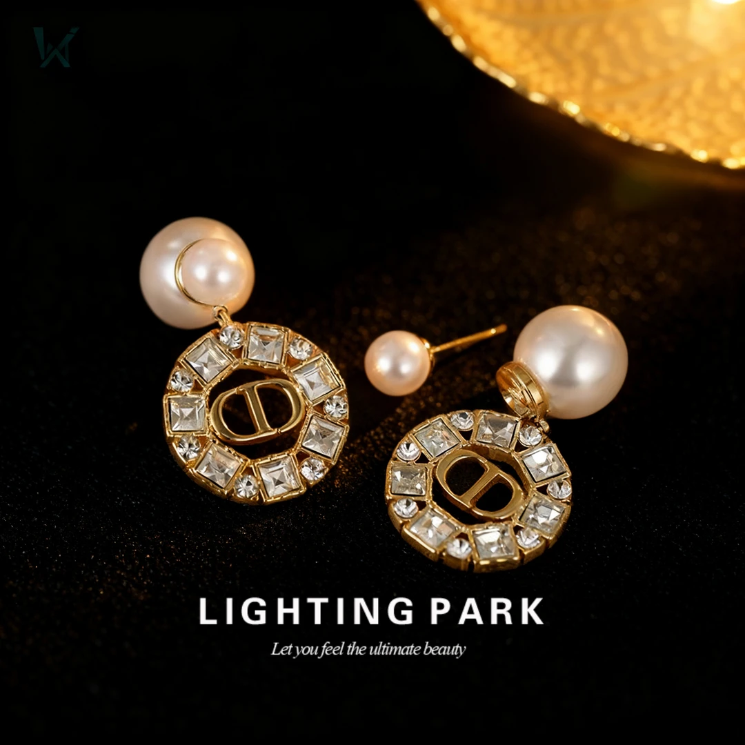 黄铜仿珍珠耳饰 【小众轻奢】用心在做耳饰 镶钻猪鼻子珍珠耳饰2011