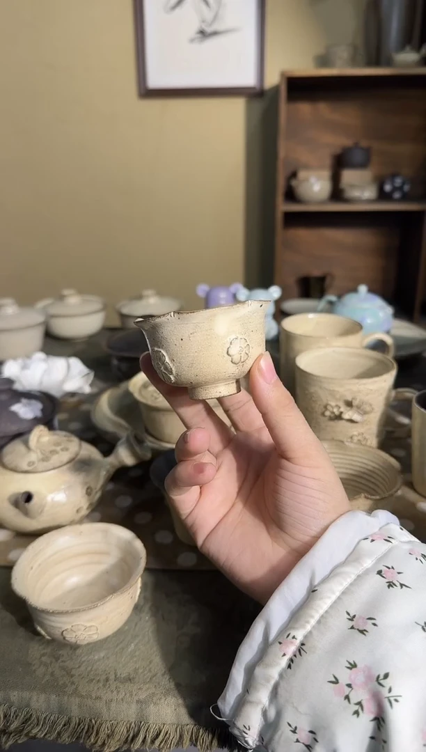 瓷片手作立体花花杯