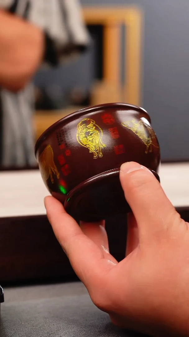 茶壶紫砂原矿石红 五牛杯