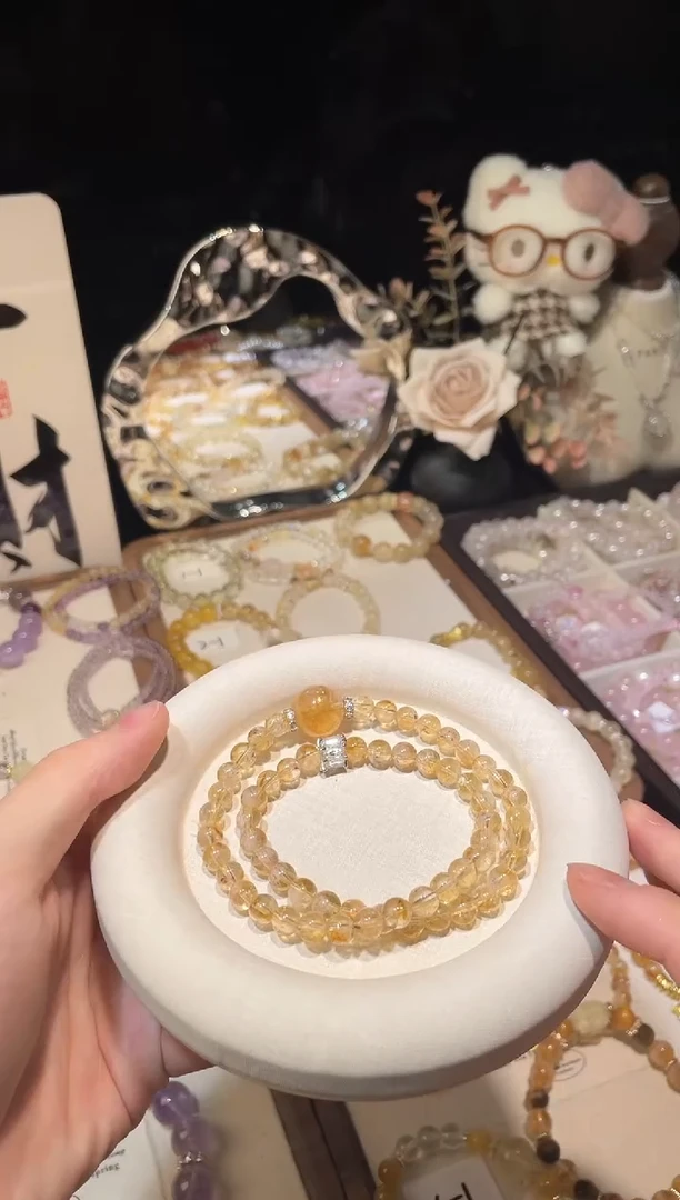水晶手链未镶嵌黄塔晶双圈手链