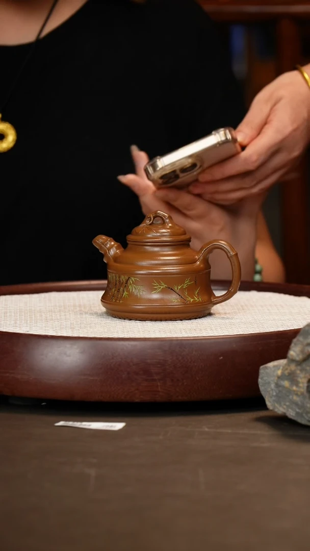 茶壶紫砂【崔燕】赤金紫泥竹鼎240c+办公杯